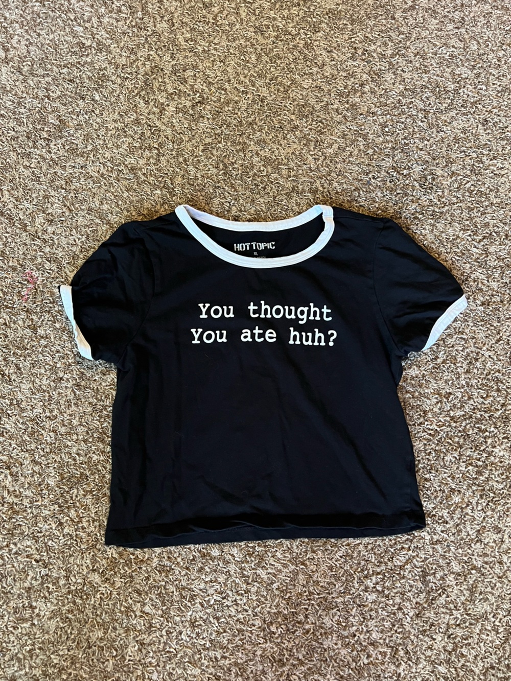 Hot Topic Black & White Kids Ringer Tee with White Text